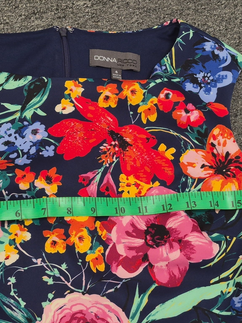 Donna Ricco Navy Floral Ruffle-Hem Mini Dress - Picture 3 of 7